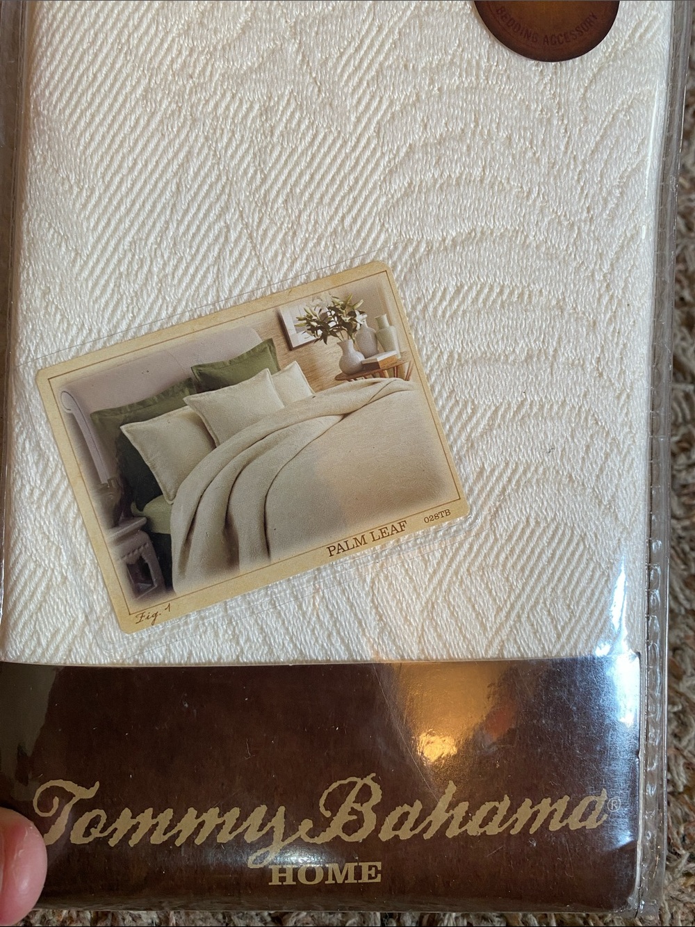 Tommy Bahama Cream Quilted Palm leaf standard sham 20x26